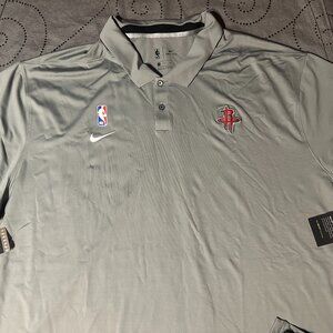 NIKE HOUSTON ROCKETS NBA BASKETBALL GOLF DARK GRAY POLO SHIRT SIZE 4XL MEN $75
